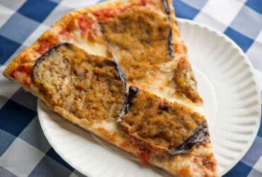 PIZZA FACTORY LOCATED AT LONG ISLAND CITY NY : EGGPLANT PIZZA SLICE