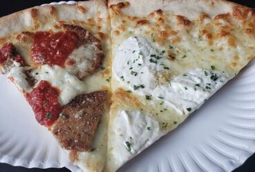 Ginos of West Hempstead NY White Pizza Slice with Eggplant