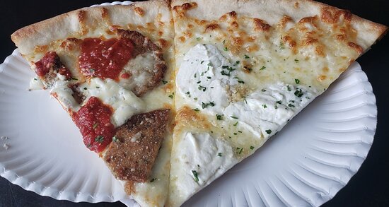 Ginos of West Hempstead NY White Pizza Slice with Eggplant